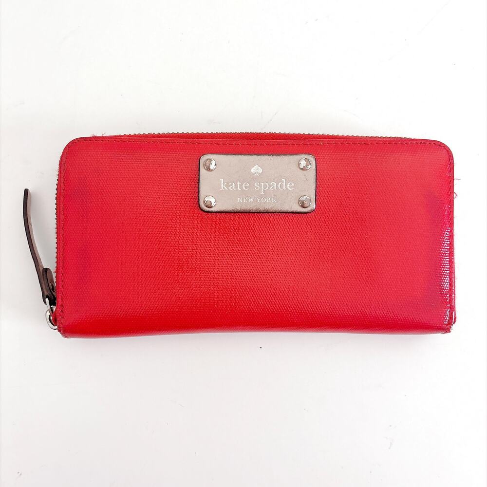 VINTAGE KATE SPADE NEW YORK WELLESLEY NEDA ZIP-AROUND WALLET  - RED